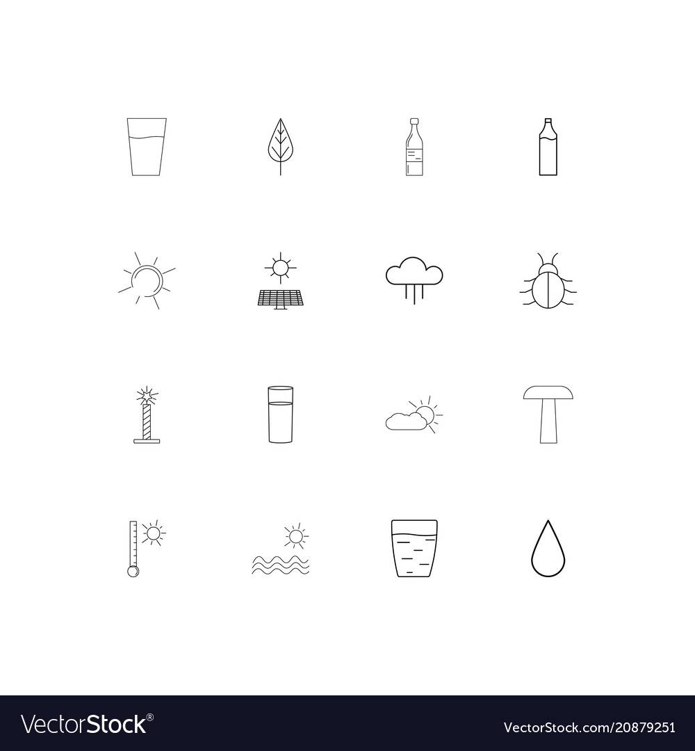 Nature linear thin icons set outlined simple