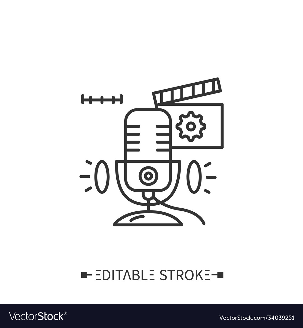 Podcast editing line icon record final processing vector image Podcast editing line icon record final processing