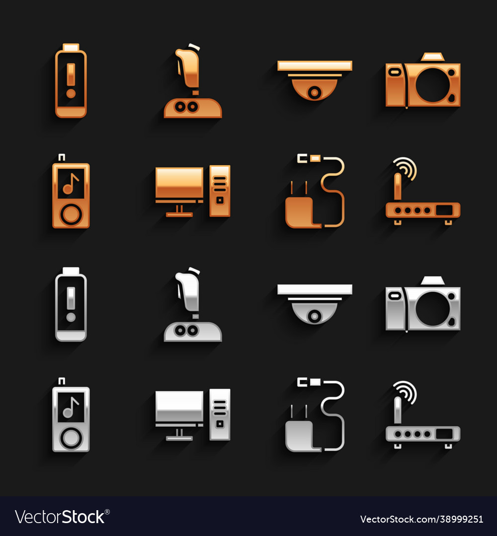 Set computer monitor photo camera router and wi