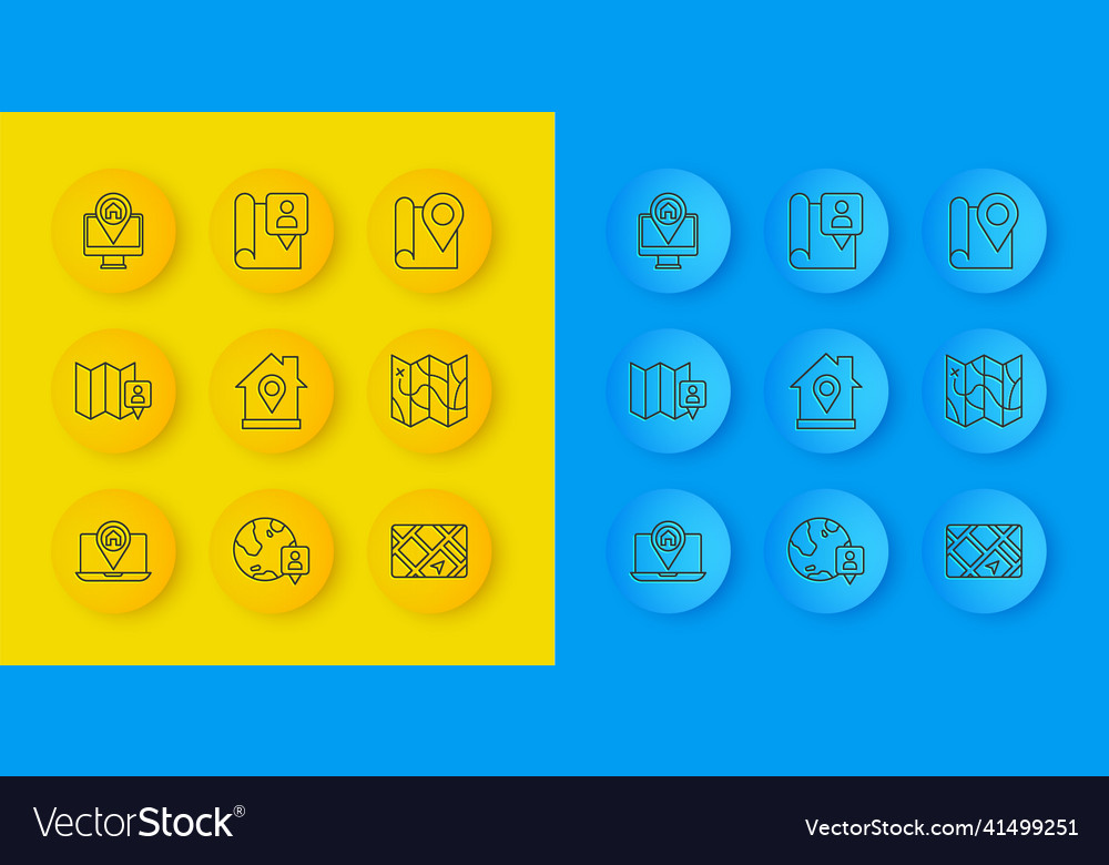 Set line city map navigation folded with location vector image Set line city map navigation folded with location