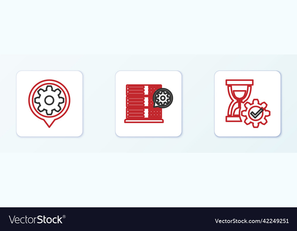 Set line hourglass setting and server Vector Image Set line hourglass setting and server