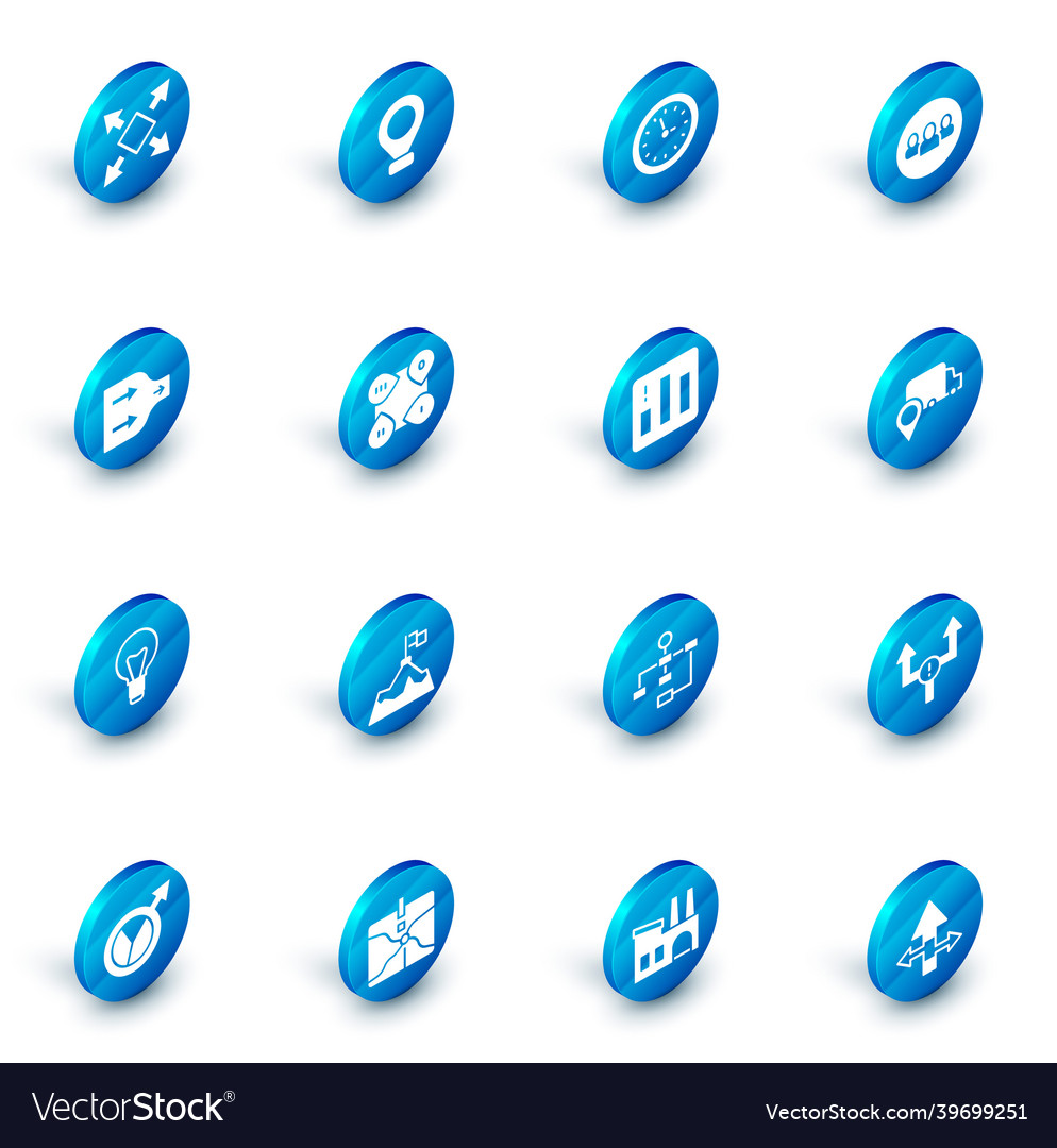 Set location clock project team base arrow Vector Image Set location clock project team base arrow