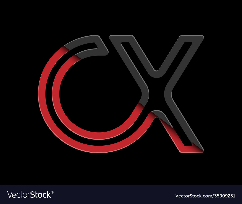 Stylized lowercase letters c and x in red