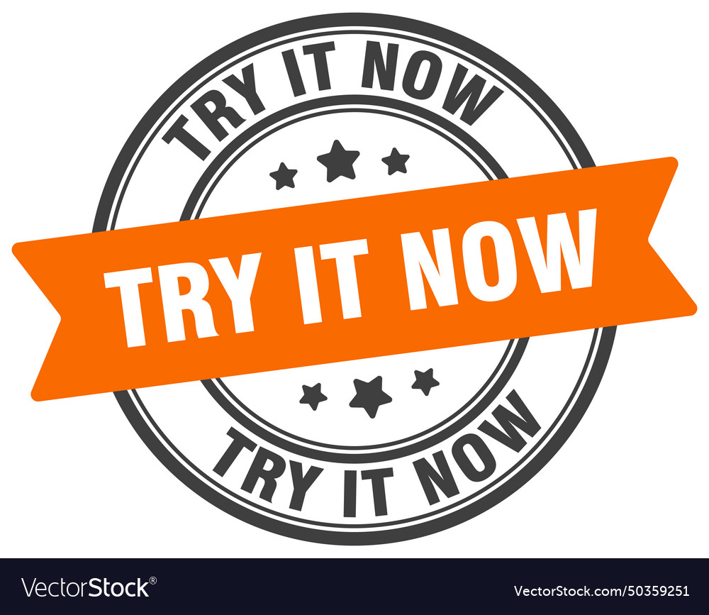 Try it now stamp label on transparent