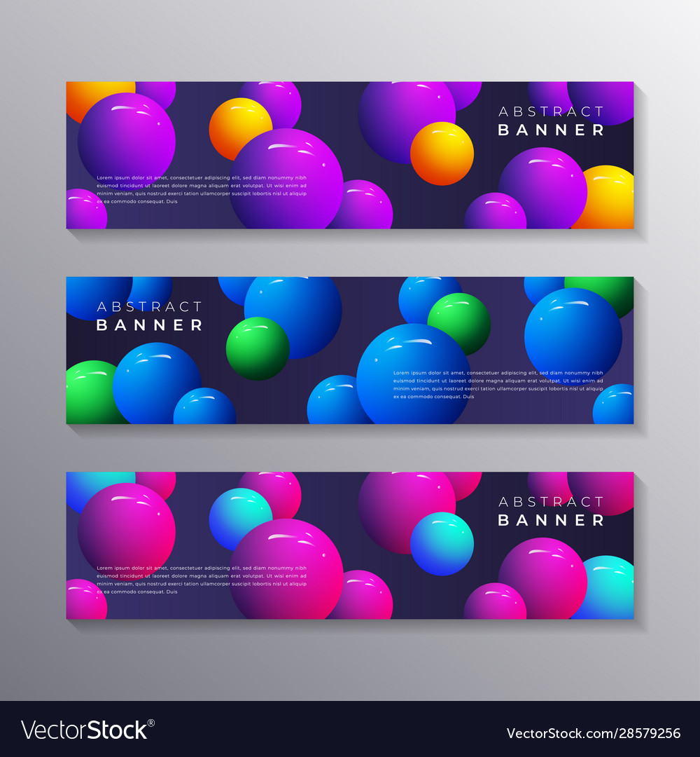 Abstract banner template set dynamic 3d sphere
