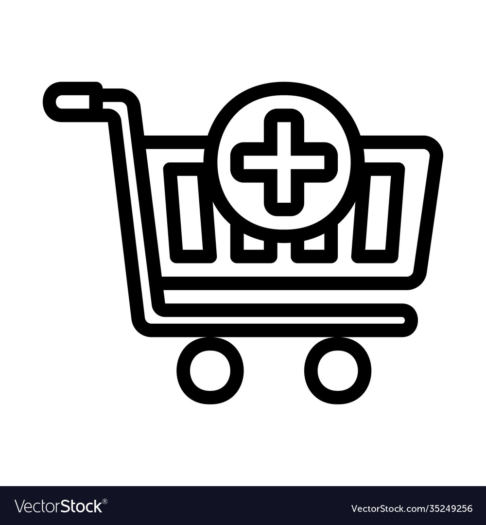 Add shopping icon in line style for any projects vector image Add shopping icon in line style for any projects