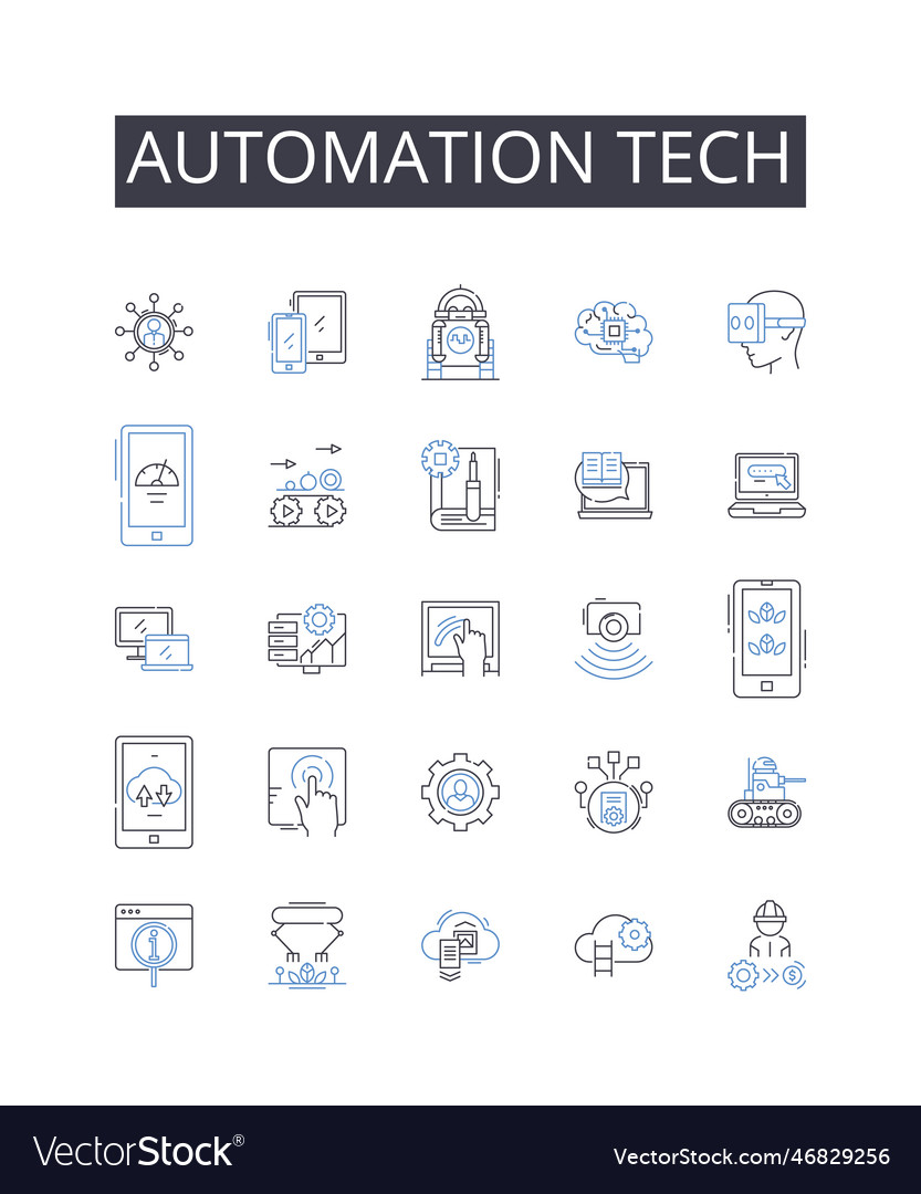 Automation tech line icons collection digital