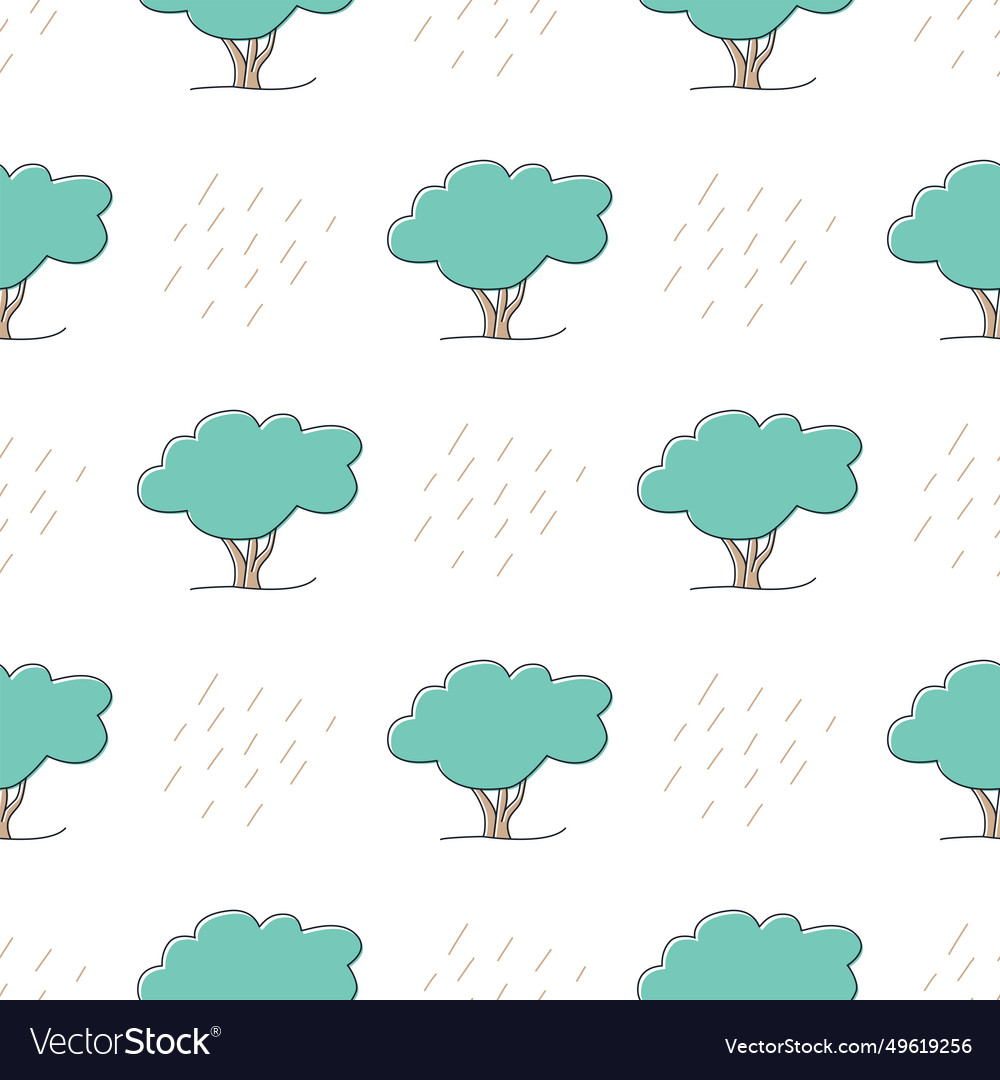 Deciduous forest seamless pattern trees vector image Deciduous forest seamless pattern trees