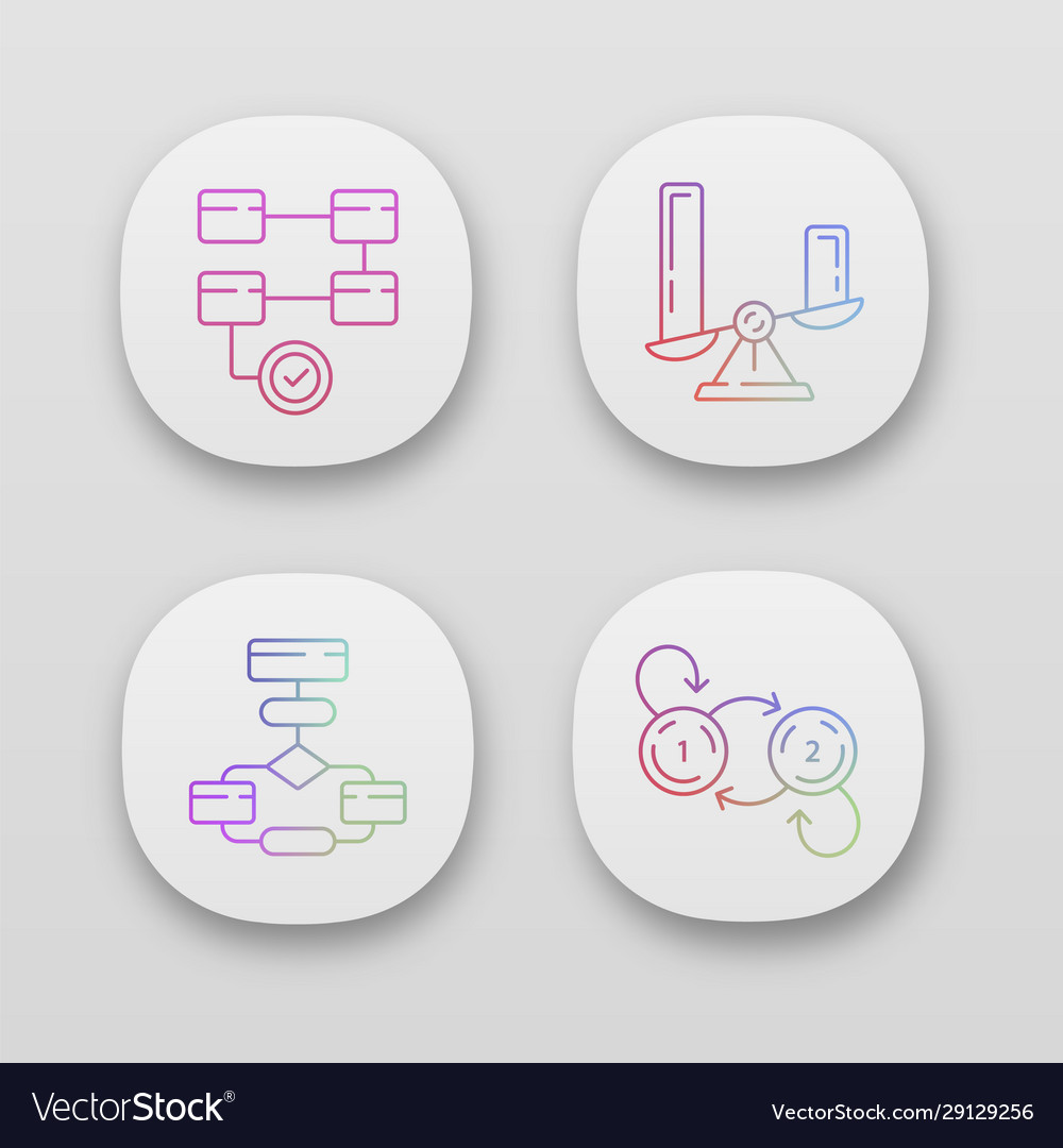 Diagram concepts app icons set activity vector image Diagram concepts app icons set activity
