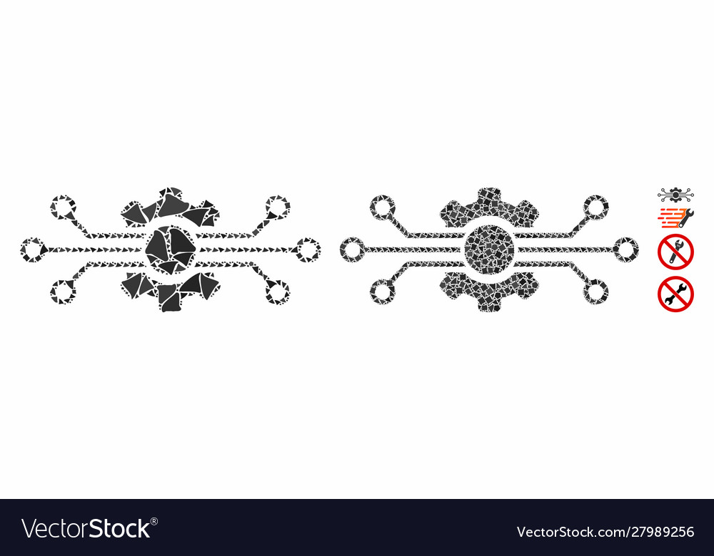 Digital tech mosaic icon uneven elements vector image Digital tech mosaic icon uneven elements