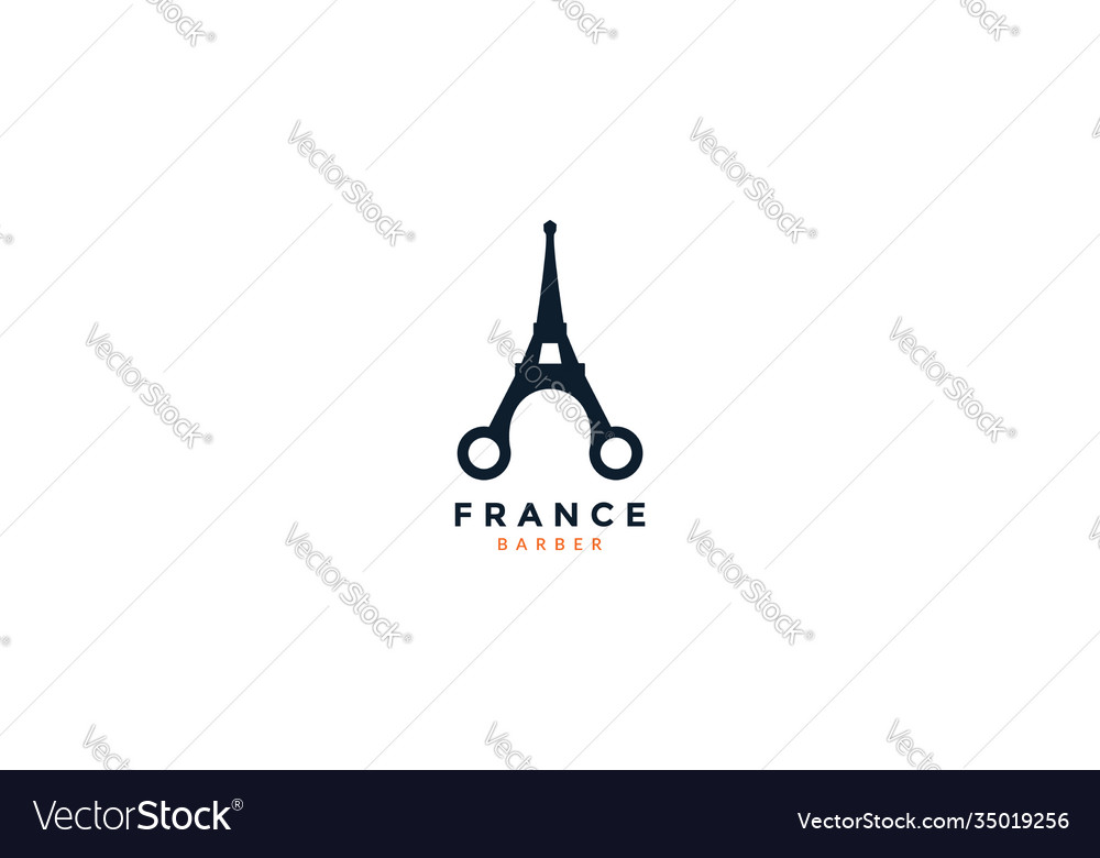Eiffel tower with scissor logo icon design