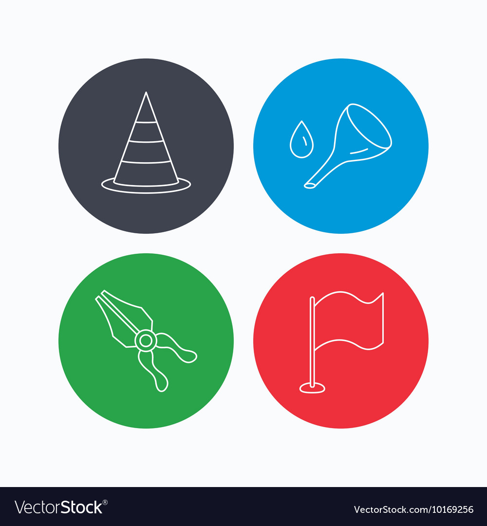 Flag traffic cone and oil change icons