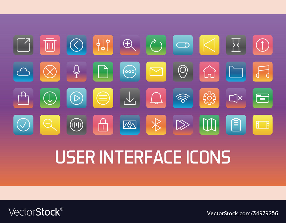 Forty user interface set block gradient style