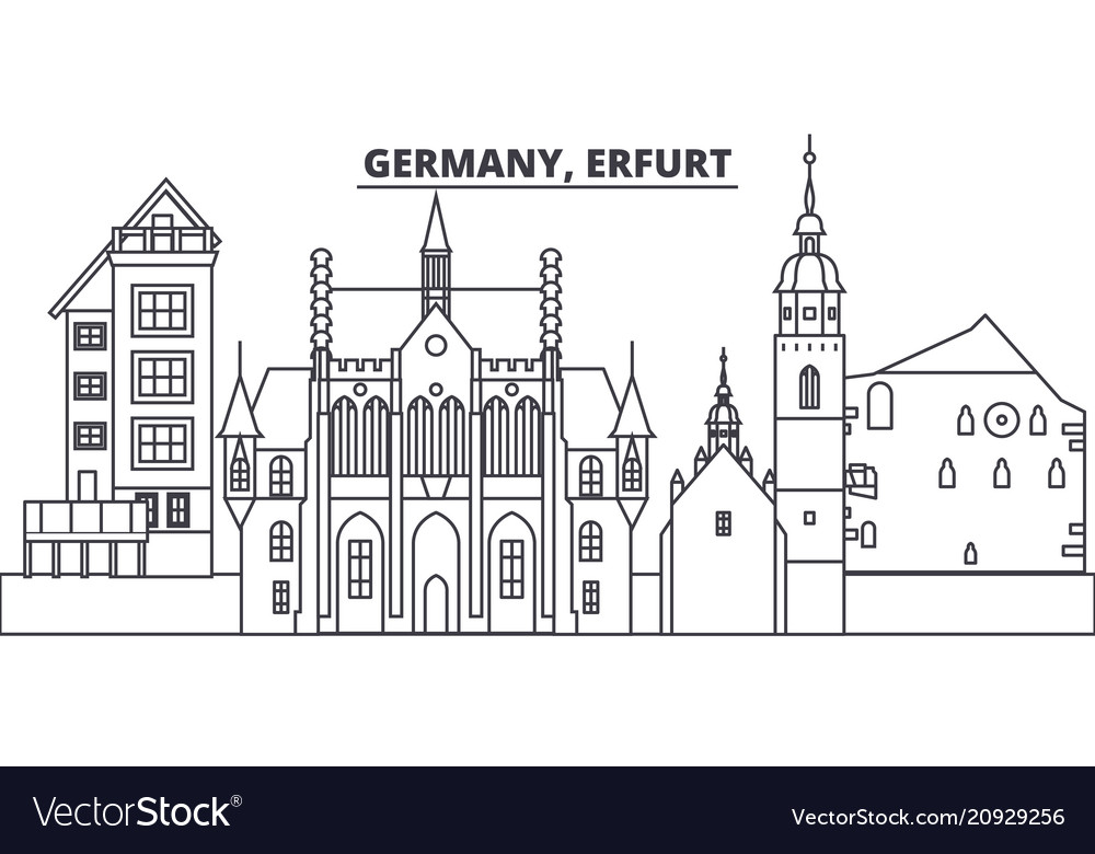 Deutschland erfurt line skyline vector image Deutschland erfurt line skyline