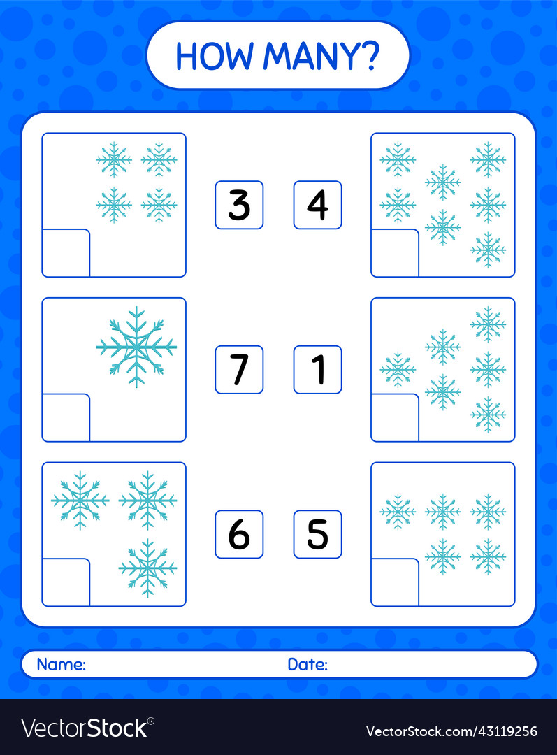 How many counting game with snowman worksheet