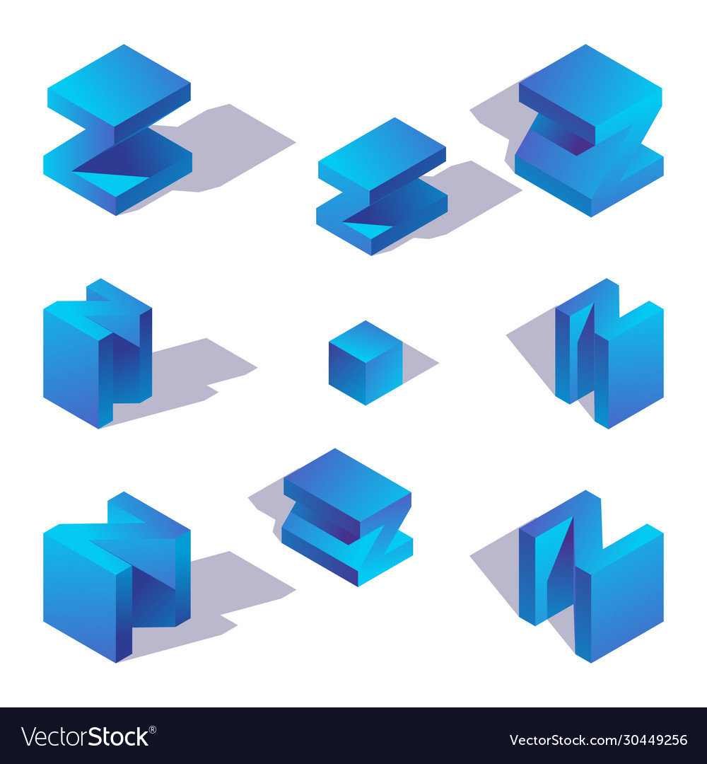 Isometric blue english letter z with shadow drawn vector image Isometric blue english letter z with shadow drawn
