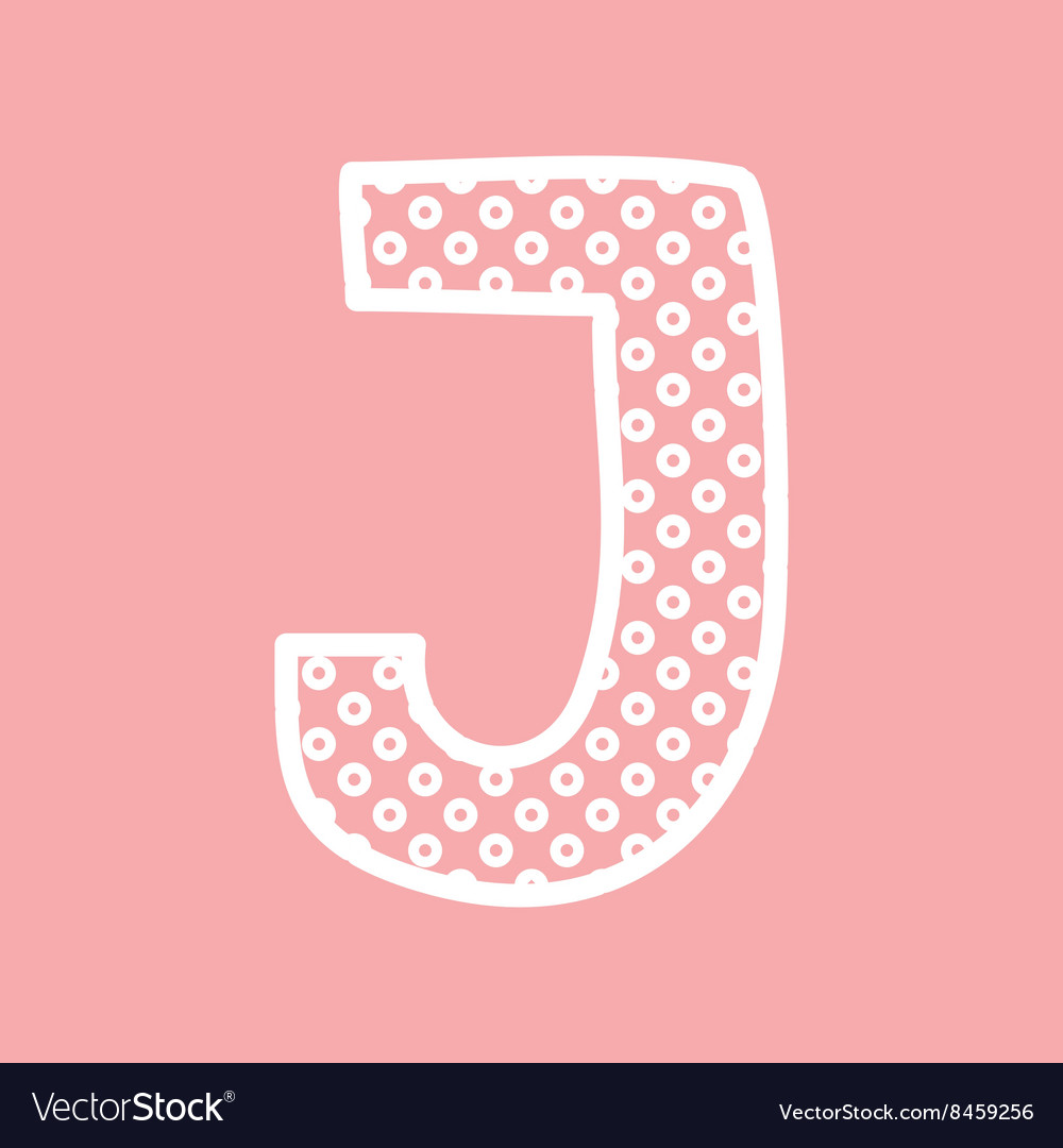 J Alphabet Letter With White Polka Dots On Pink Vector Image