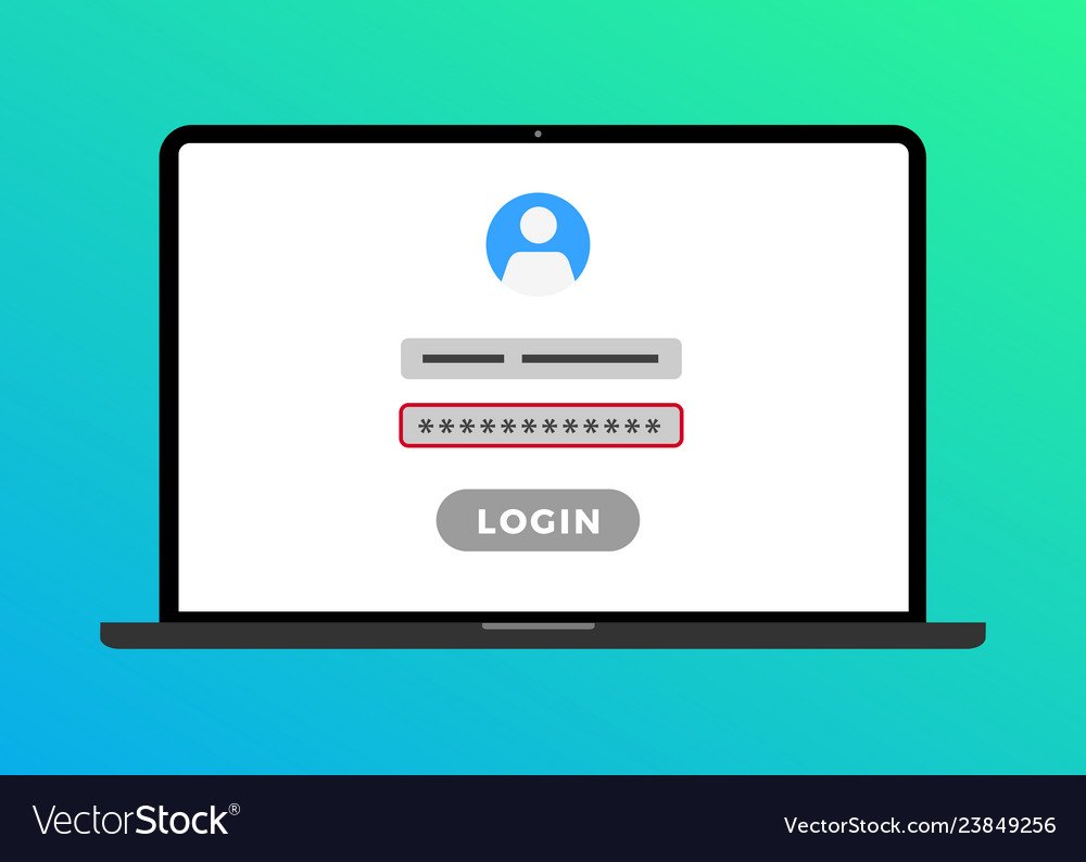 Laptop-Computer mit Login-Seite und falschem Passwort