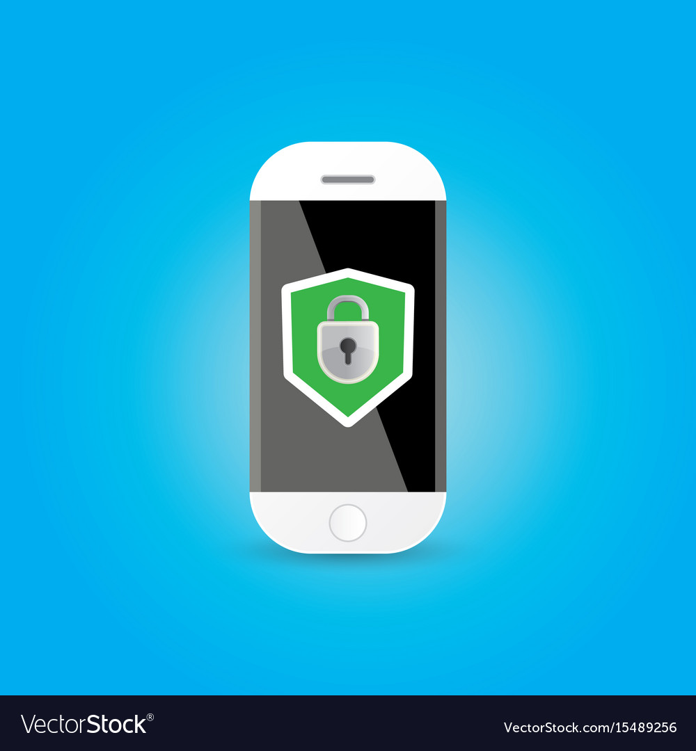 Mobile security app screen with shield and lock