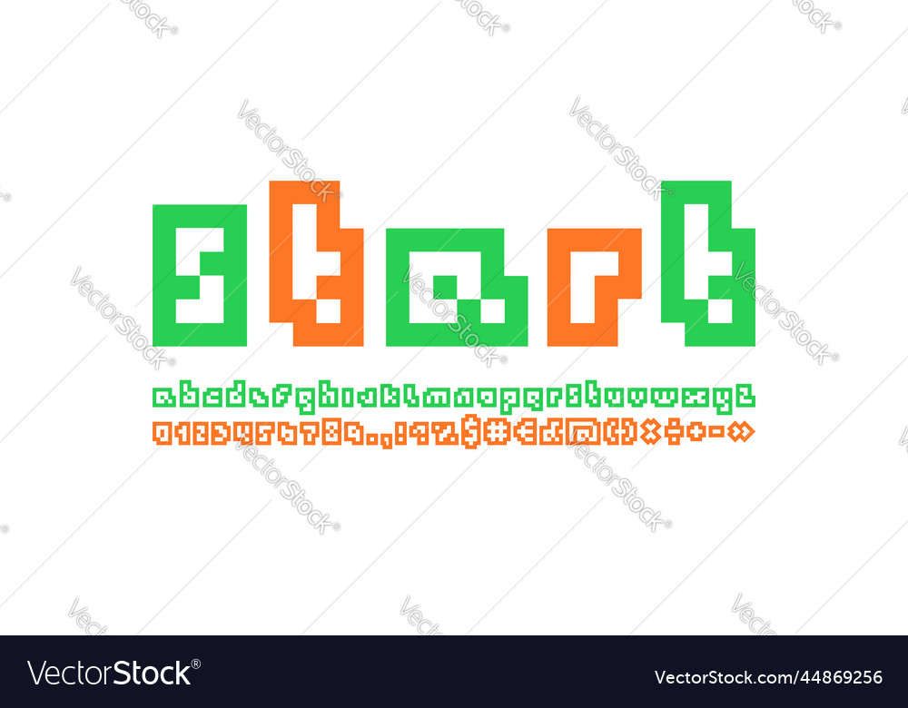 Pixel font alphabet made in pixelated style