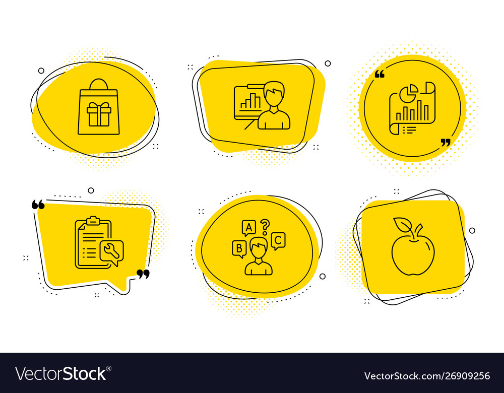 Report document quiz test and spanner icons set vector image Report document quiz test and spanner icons set