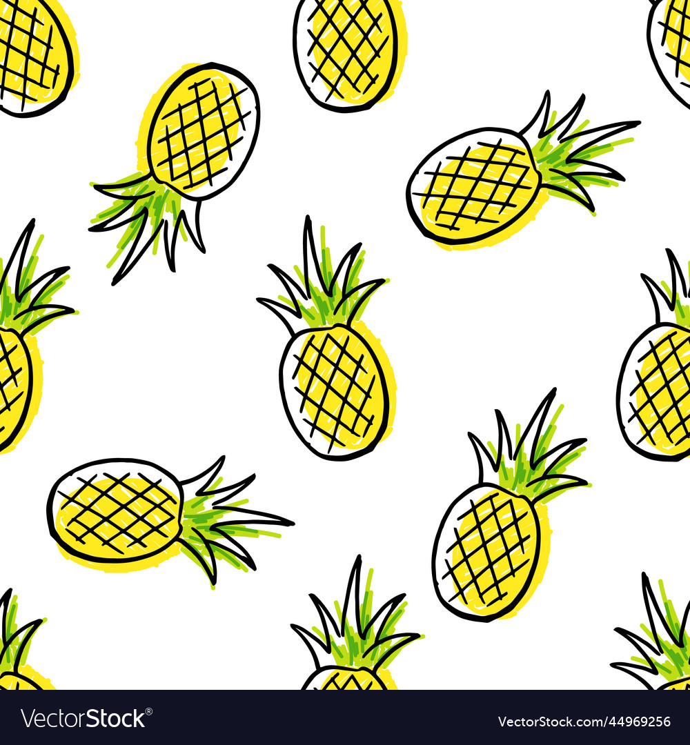 Seamless pattern with pineapples cartoon