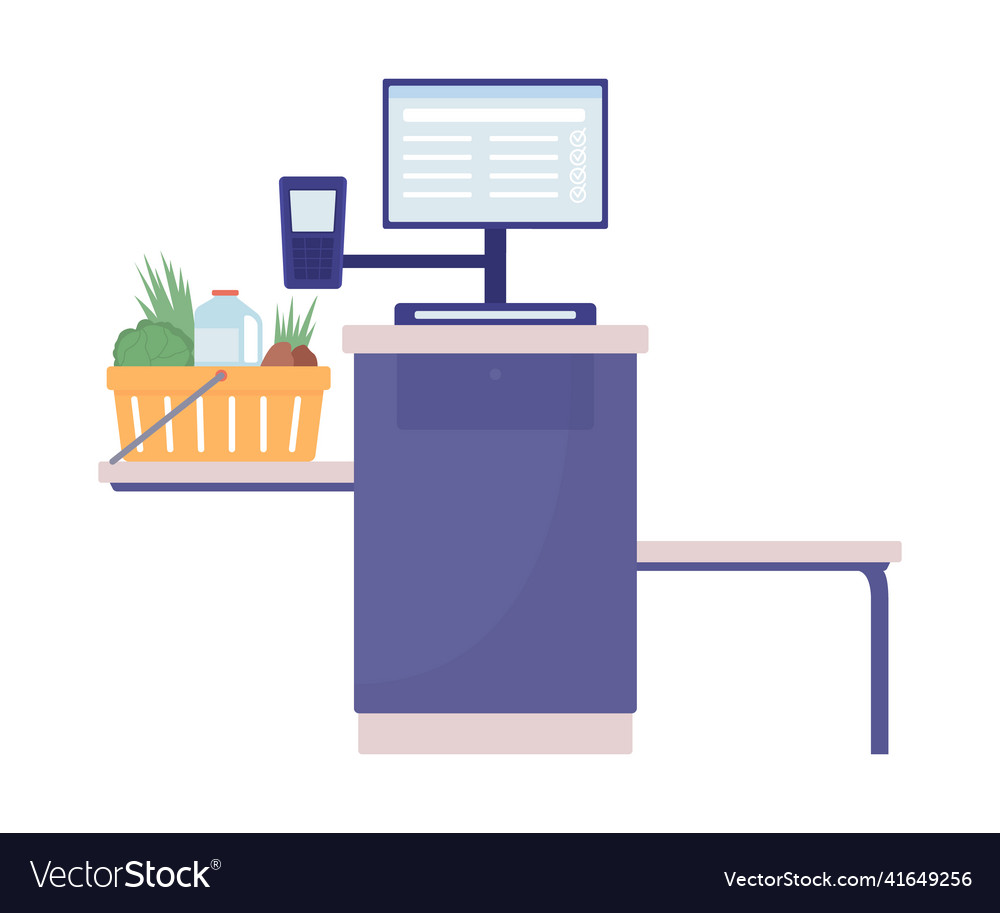 Self service terminal semi flat color object vector image Self service terminal semi flat color object