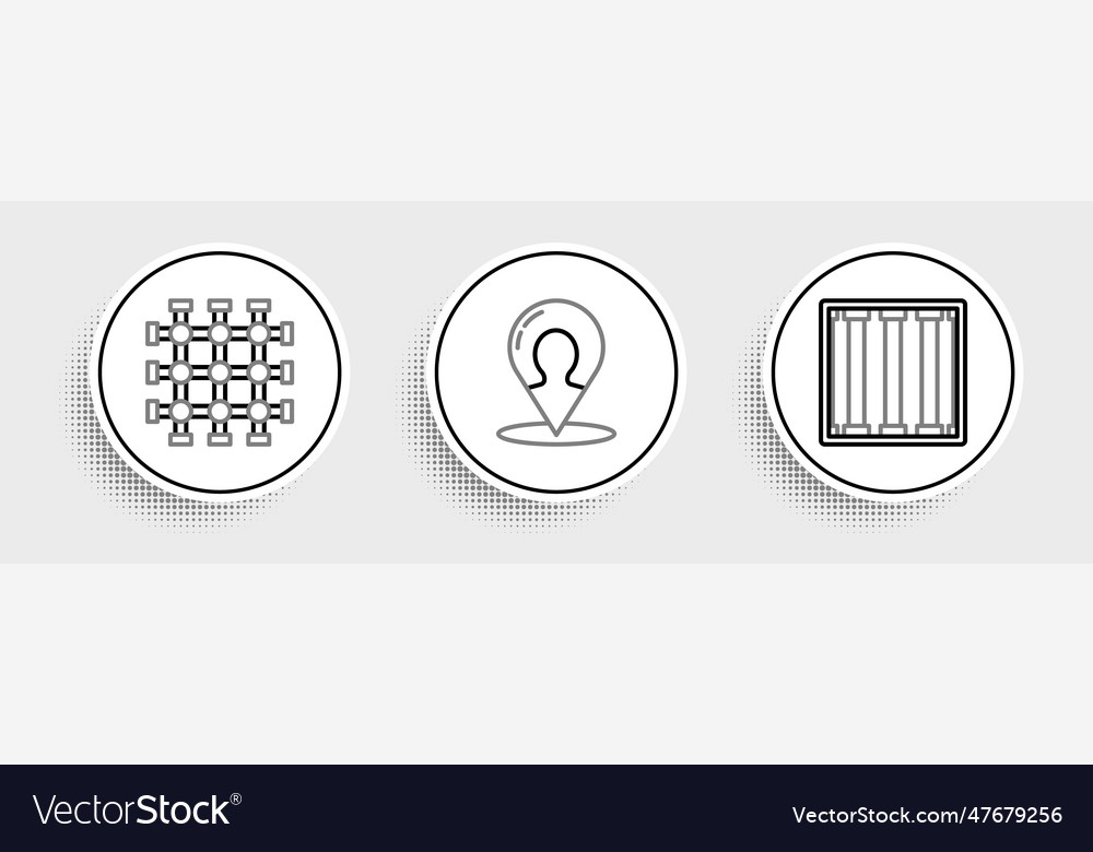 Set line prison window and map marker vector image Set line prison window and map marker