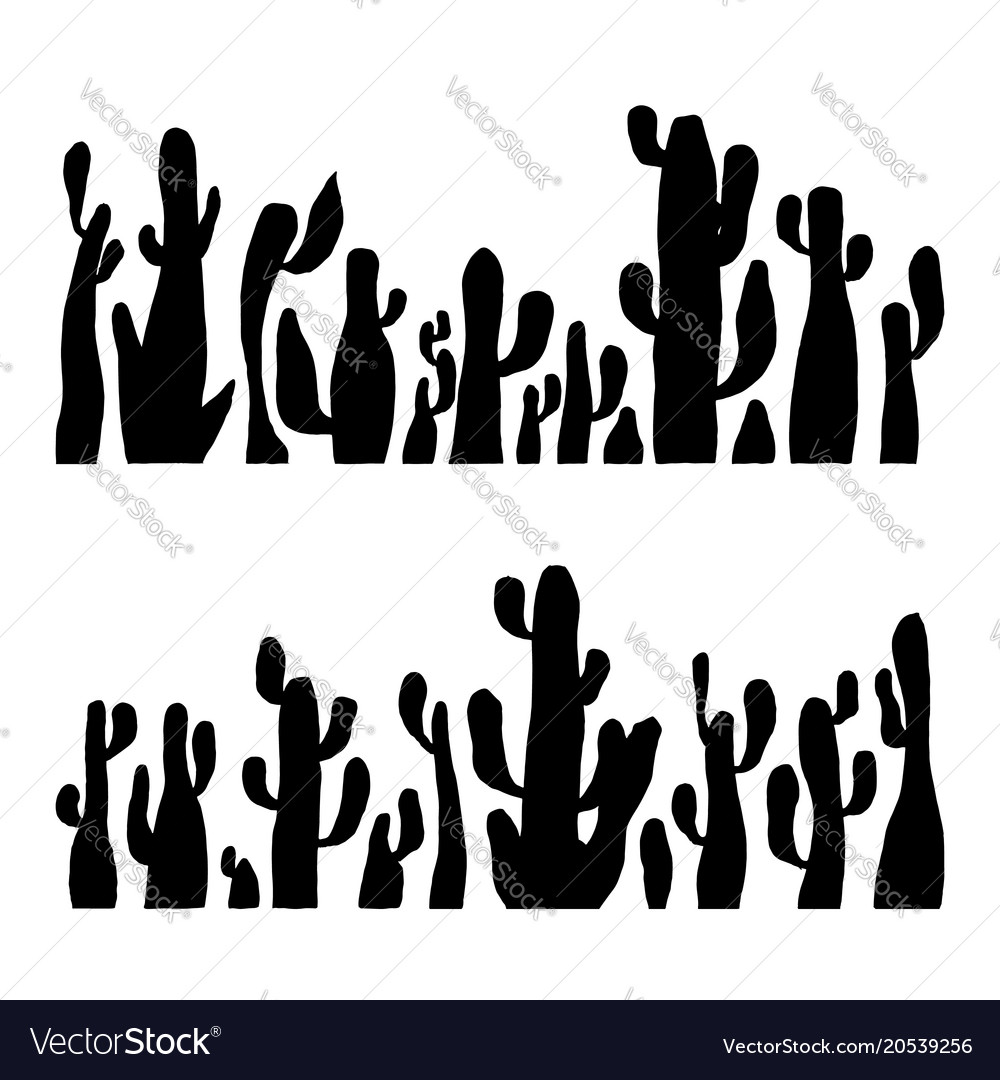 Set of cactus silhouette black saguaro cactus Vector Image Set of cactus silhouette black saguaro cactus Vector Image