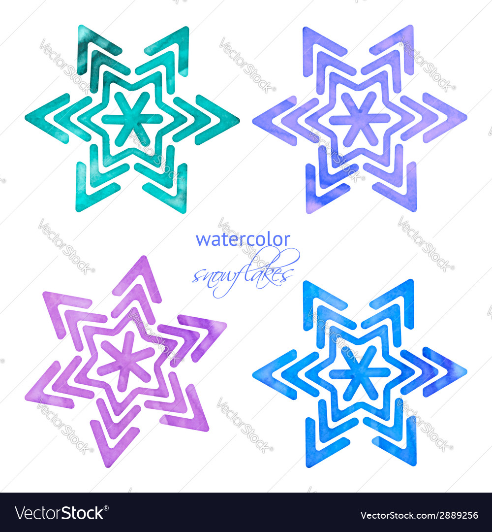 Set of watercolor snowflakes