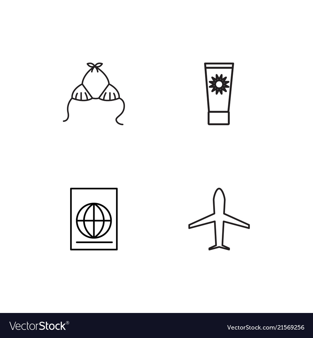 Summer linear icons set simple outline