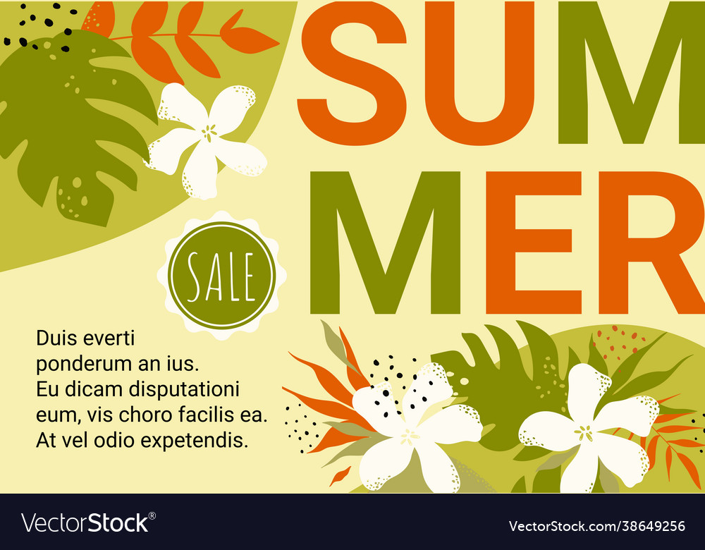 Summer promotion sale floral banner template