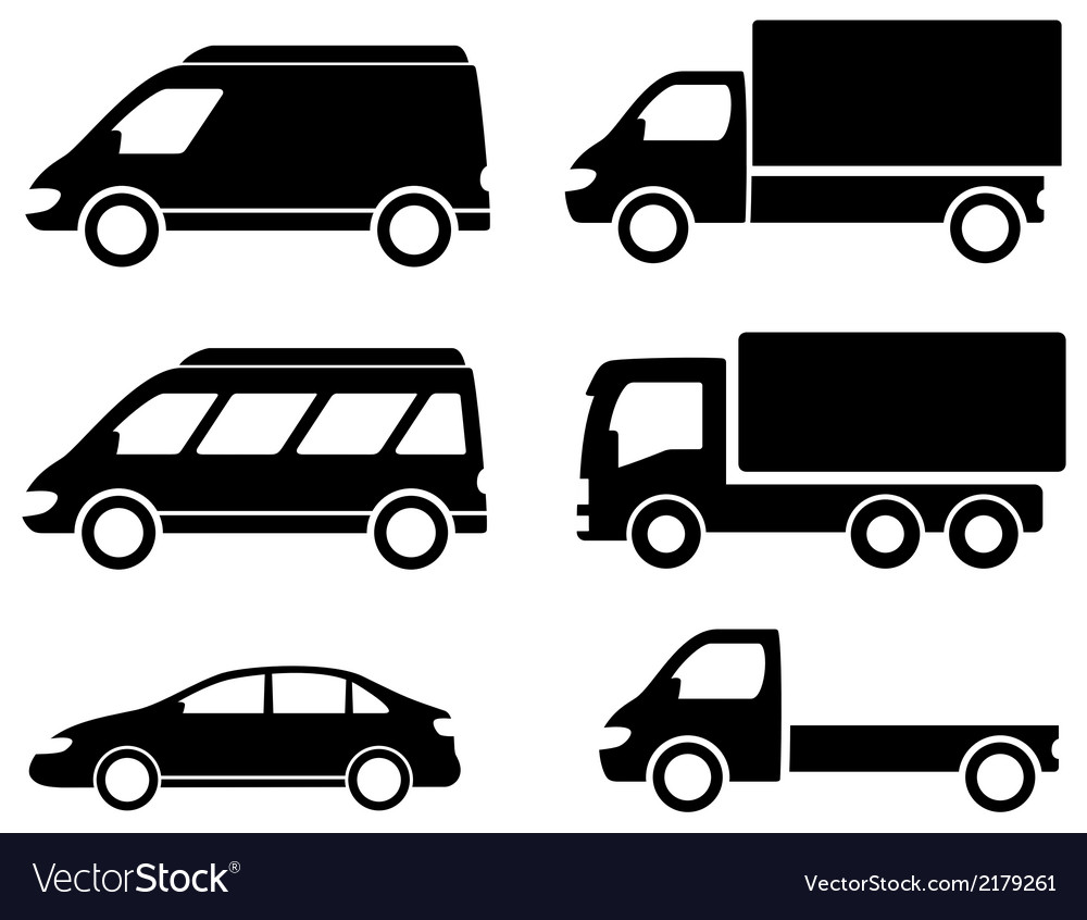 Black set transport icons Royalty Free Vector Image