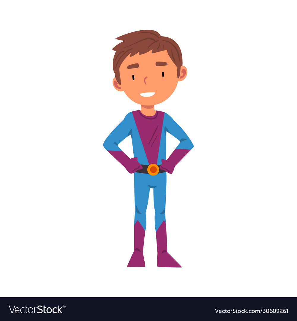 Boy Wearing Superhero Carnival Costume Cute Kid Vector Image