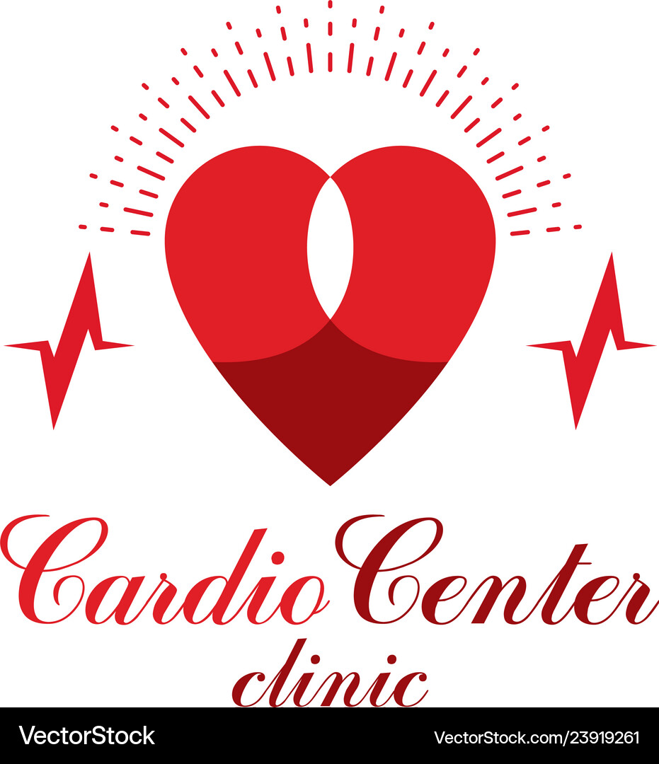 Cardiology conceptual logo created with red heart Vector Image