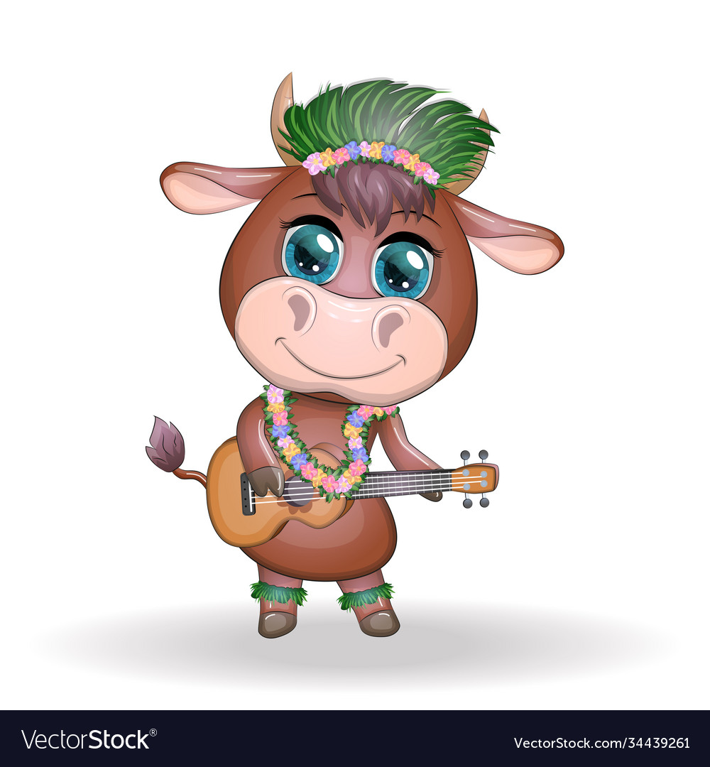 Cute cartoon bull cow with beautiful eyes Vector Image Cute cartoon bull cow with beautiful eyes Vector Image