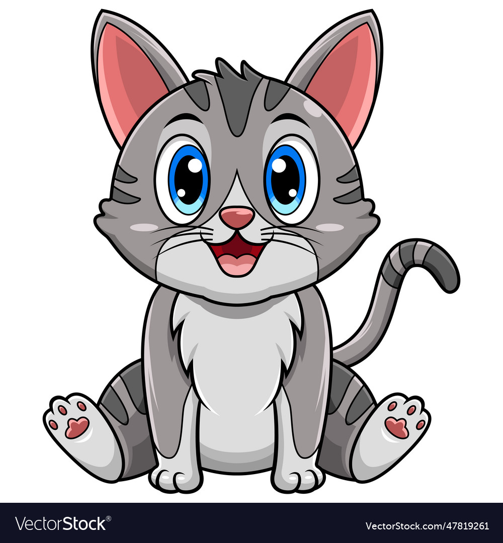 Cute cat cartoon sitting Royalty Free Vector Image