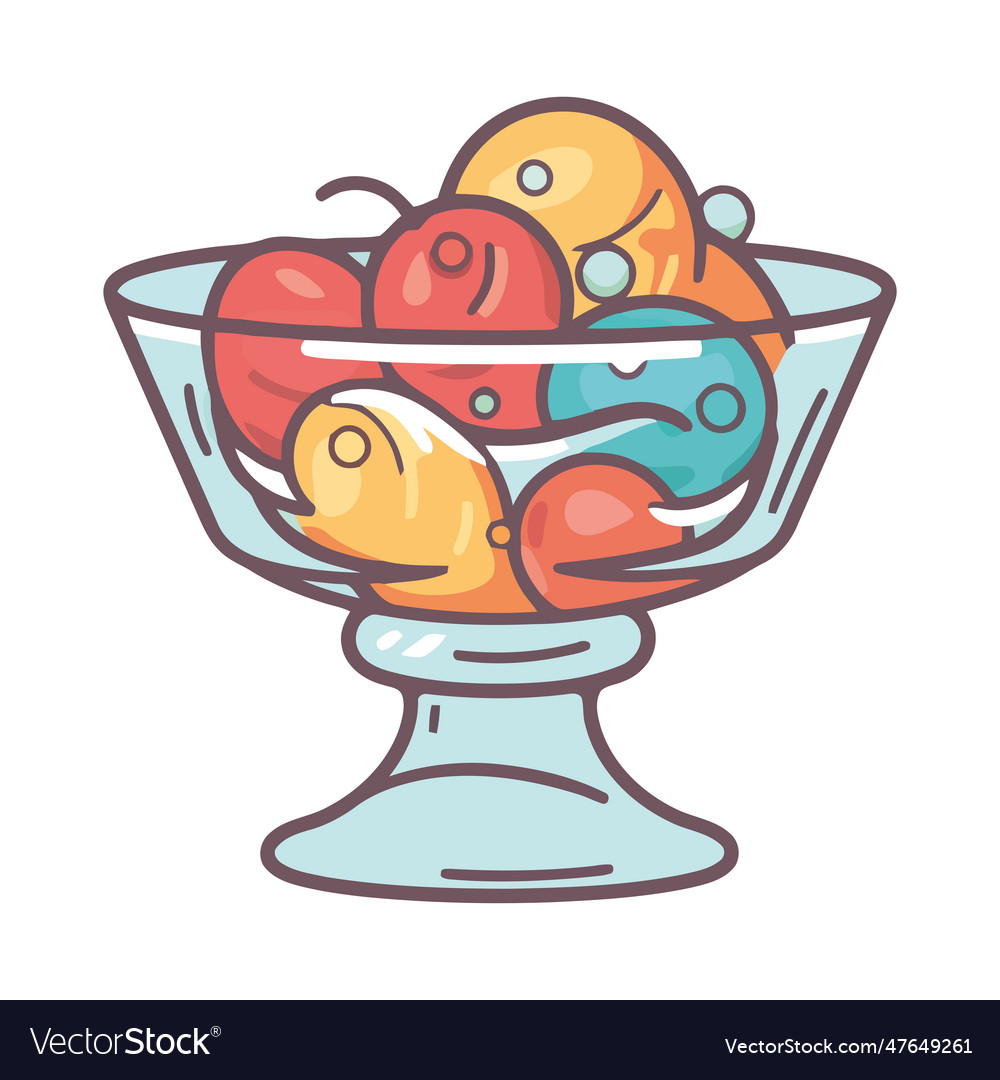 Cute cocktail icon with fruits