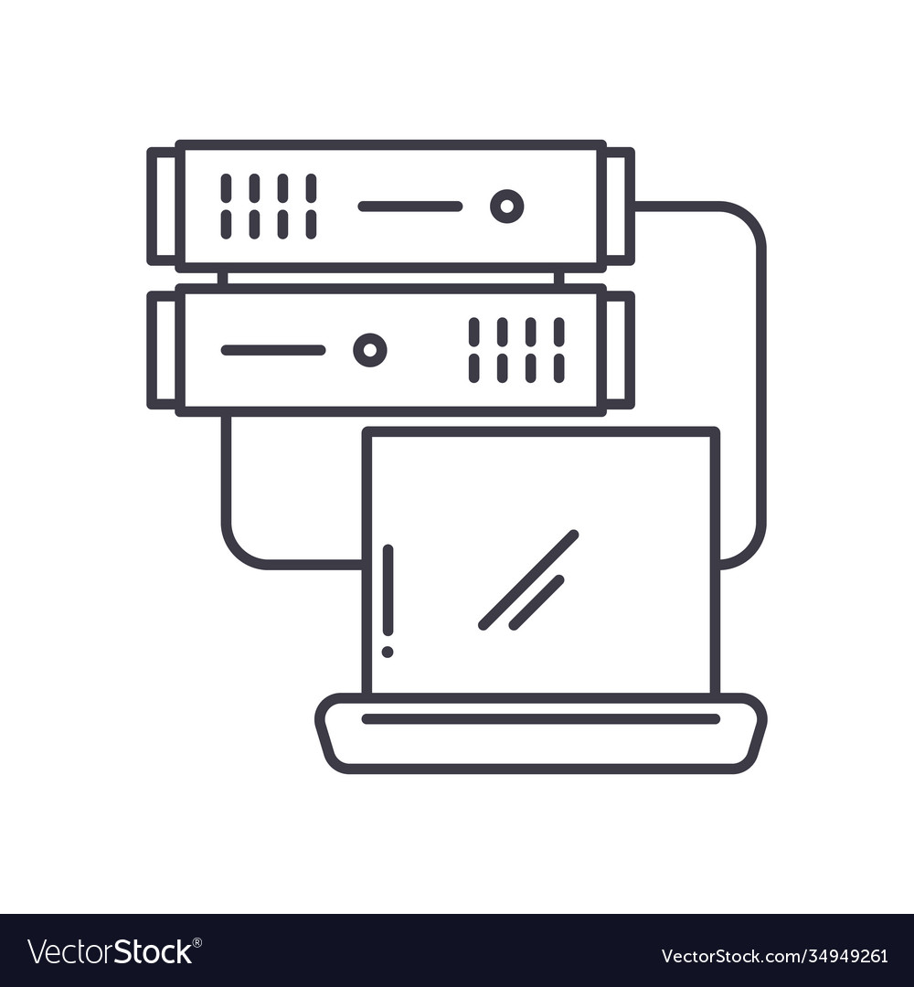 Data base icon linear isolated thin vector image Data base icon linear isolated thin