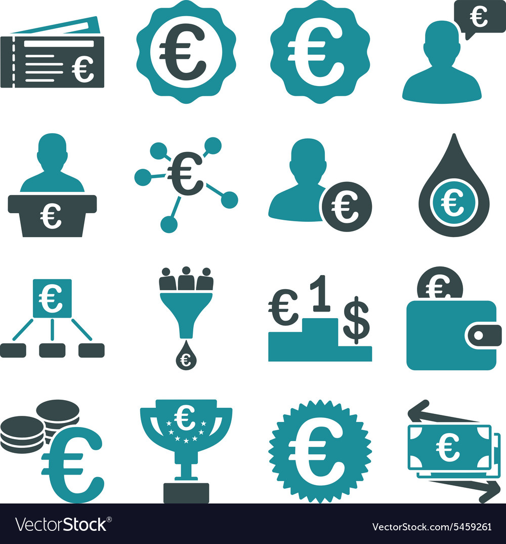 Euro banking business and service tools icons