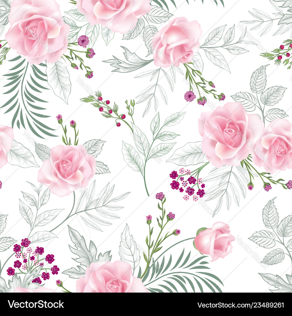 Floral seamless pattern garden flower summer Vector Image