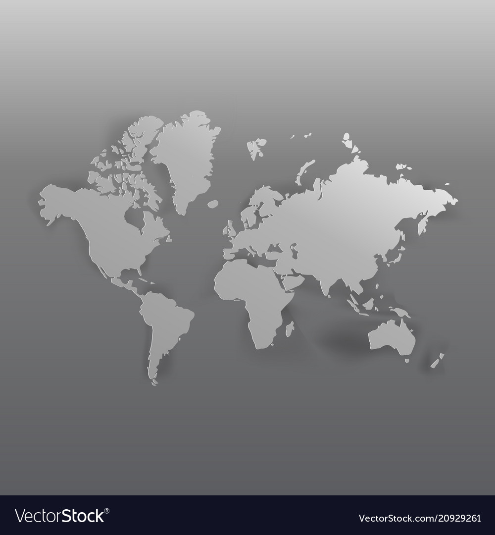 Grey world map on Royalty Free Vector Image - VectorStock
