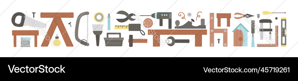 Horizontal tools set flat colored with building Vector Image