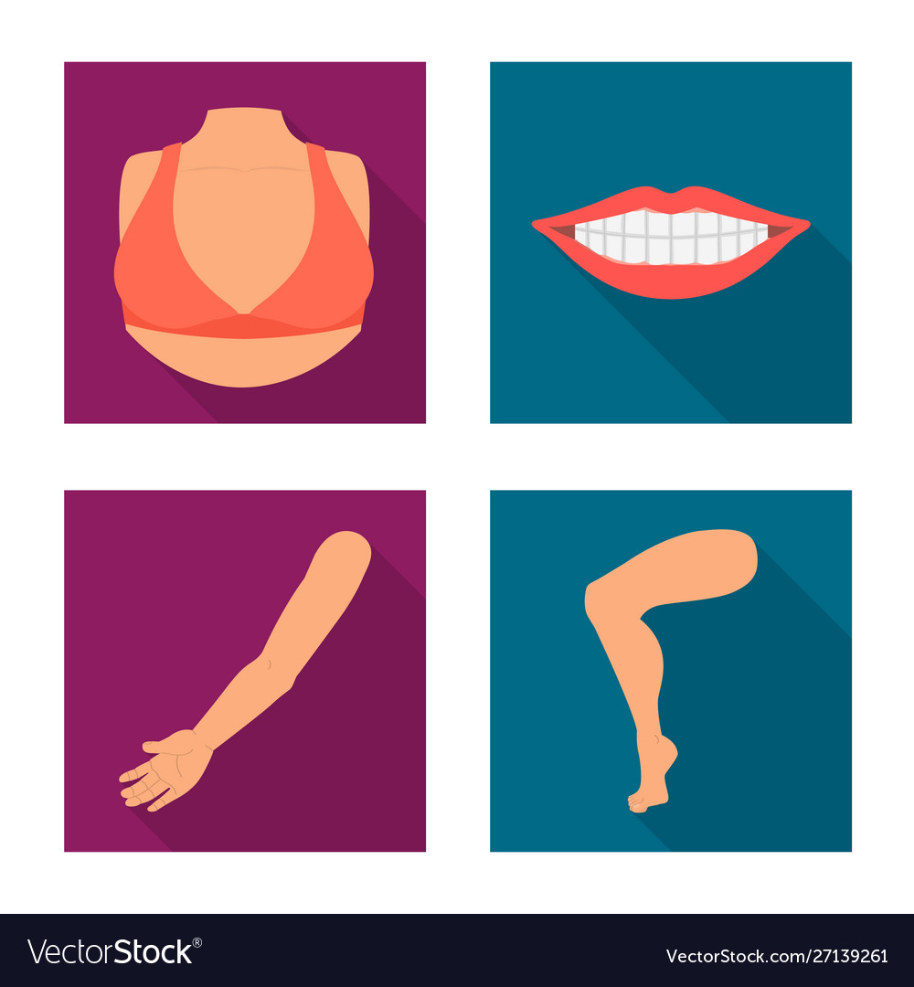 Isolated object body and part sign collection vector image Isolated object body and part sign collection