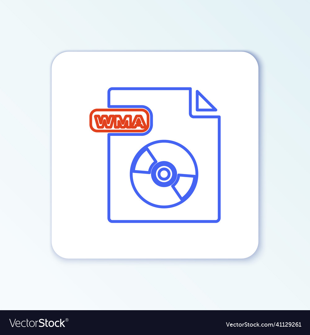 Line wma file document download button icon vector image Line wma file document download button icon