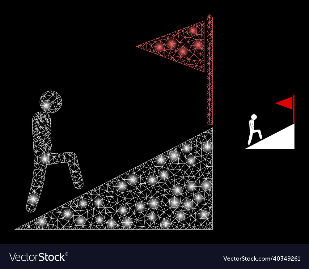 Mesh net goal climbing with illuminated vector image Mesh net goal climbing with illuminated