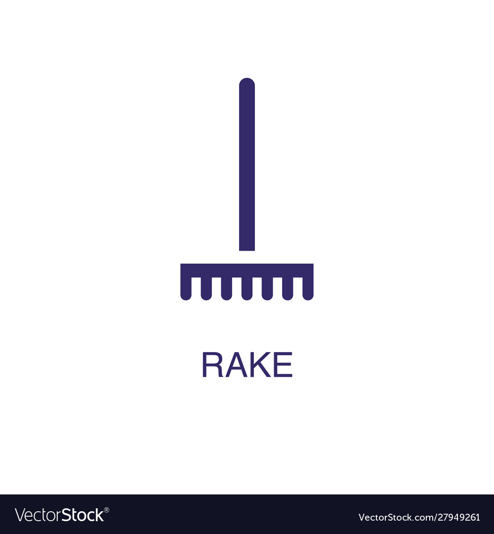 Rake element in flat simple style on white