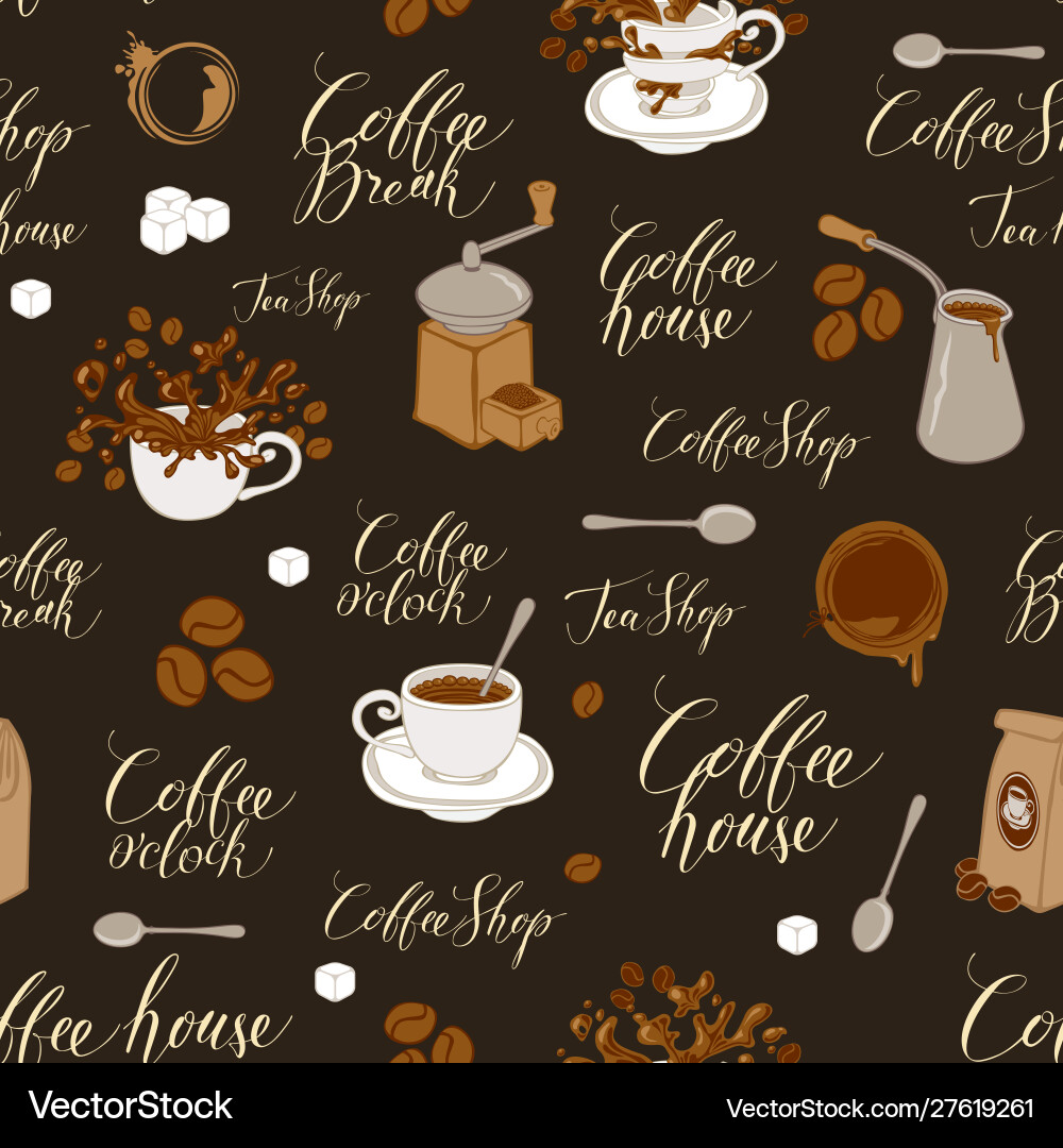 Seamless pattern on coffee theme Royalty Free Vector Image