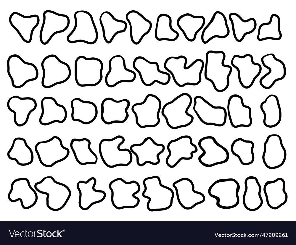Set of random fluid dynamic shapes vector image Set of random fluid dynamic shapes