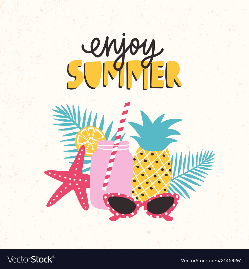 Summertime composition with fresh cocktail Vector Image